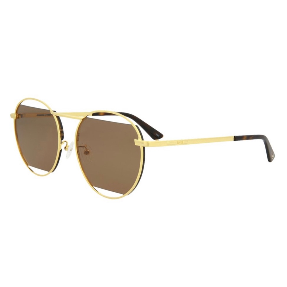 Alexander McQueen Gold and Brown Sunglasses
